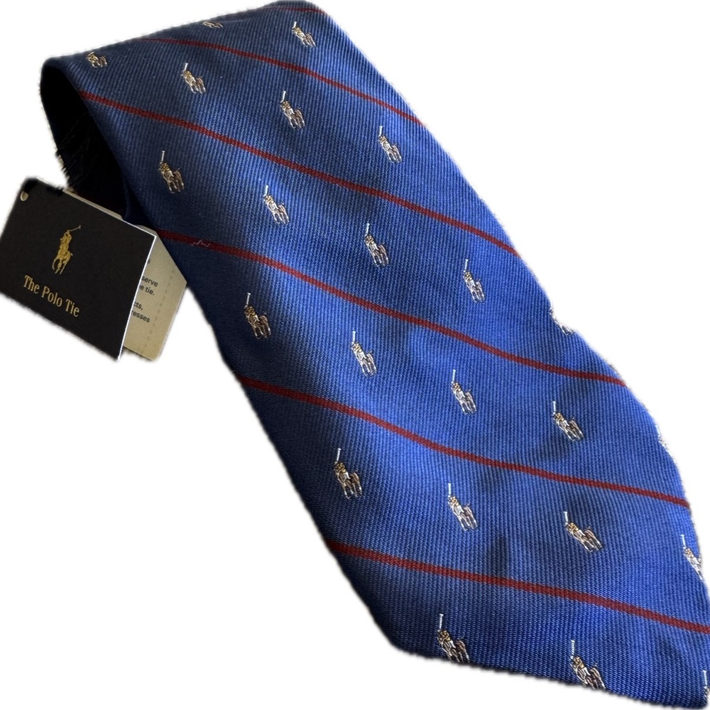 NWT Vintage Polo Ralph Lauren The Polo Tie with Classic Embroidered Logo Motif